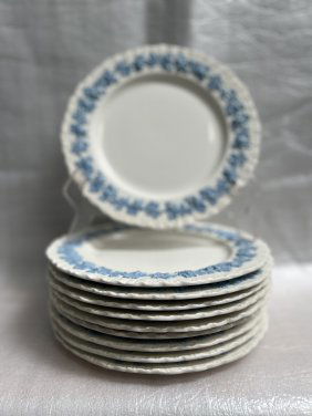 WEDGEWOOD EMBOSSED QUEENS WARE SET OF TEN (10) 6" PLATES