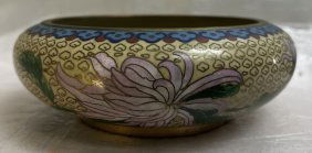 CLOISONNE - FLOWERS , CLOISONNE AN ANCIENT TECHNIQUE- LARGE  TRINKET DISH