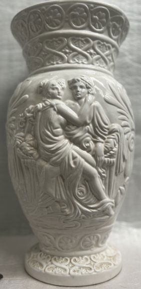 ITALIAN CERAMIC VASE VINTAGE LARGE EMBOSSED