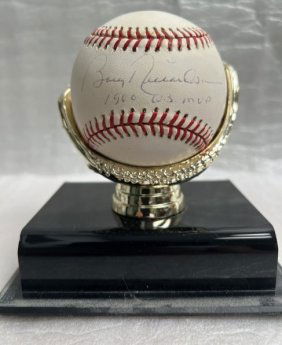 BOBBY RICHARDSON 1960 WS MVP SIGNED BASEBALL IN A CASE