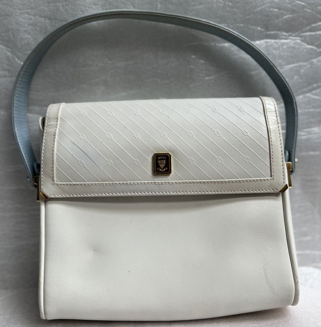 GUCCI VINTAGE WHITE LEATHER ITALIAN ARM BAG (1 of 5)