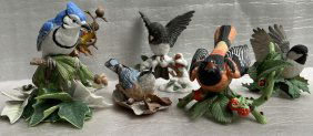 LENOX COLLECTION "LENOX GARDEN BIRDS & SQUIRREL SCULPTURES" SET OF 6 (SIX)