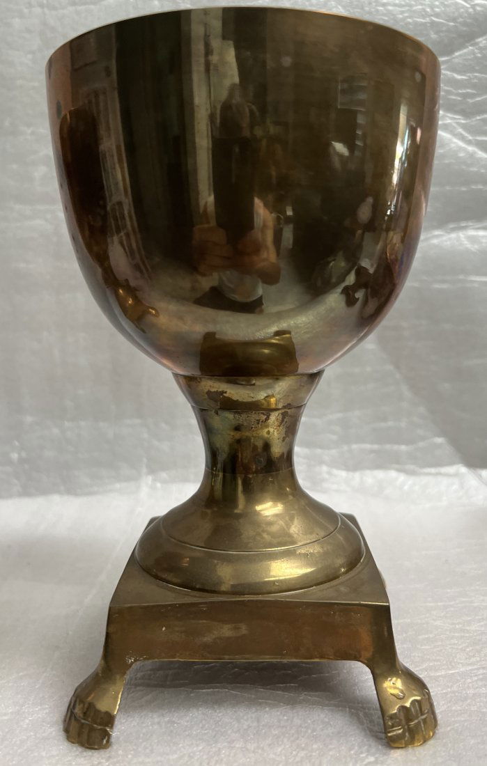 VINTAGE PAIR OF SOLID BRASS FOOTED URN/ BOWL/ GOBLET/ PLANTER (1 of 3)