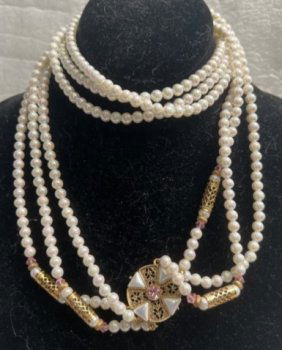 VINTAGE 1960s FAUX PEARL RHINESTONES 16"