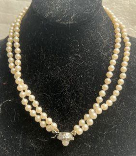 VINTAGE 1960s RHINESTONE FAUX PEARL 9" & BRACELET