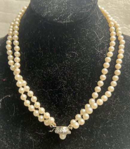 VINTAGE 1960s RHINESTONE FAUX PEARL 9" & BRACELET (1 of 4)