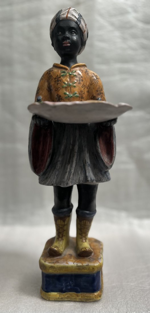 VINT AGE ITALIAN CERAMIC BLACKMOOR FIGURE HOLDING A TRAY, MEISELMAN IMPORTS (1 of 5)