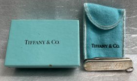 TIFFANY & CO STERLING SILVER POCKET SURVIVAL KNIFE IN ORIGINAL BOX