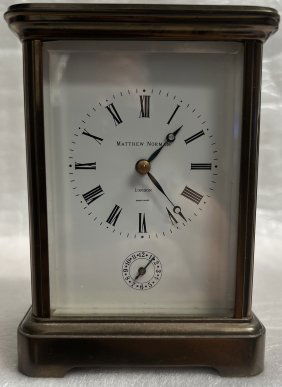 MATTHEW NORMAN 20th CENTURY BRASS CASED CARRIGE ALARM CLOCK