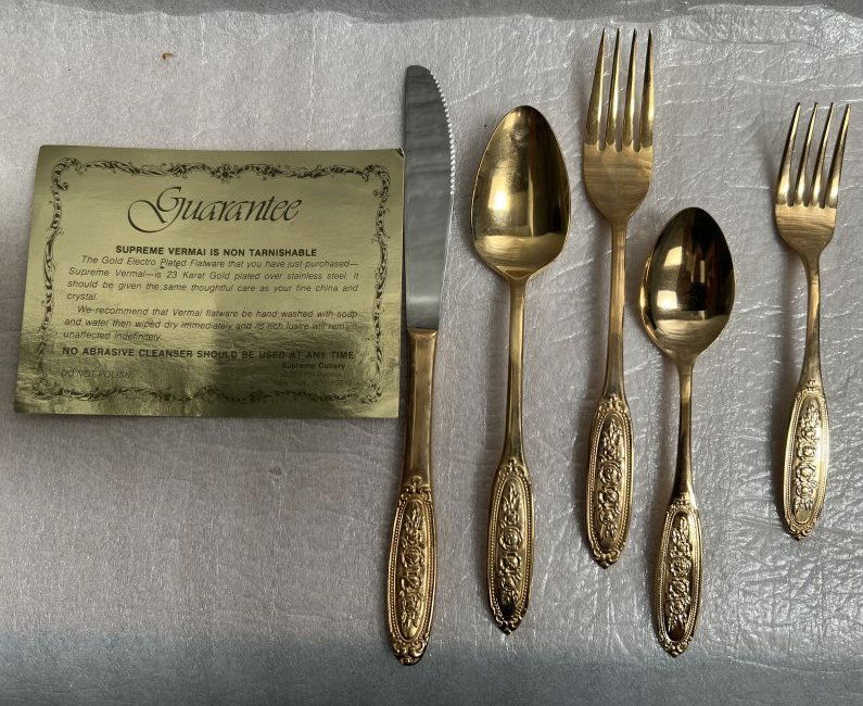 SUPREME VERMAI 23 KARAT GOLD PLATED 50 PIECE FLATWARE SET (1 of 2)