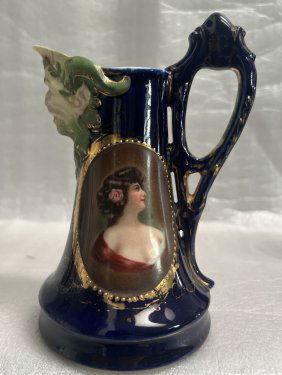 ANTIQUE ERNST WAHILISS TURN PORCELAIN FACE PITCHER VIENNA AUSTRIA