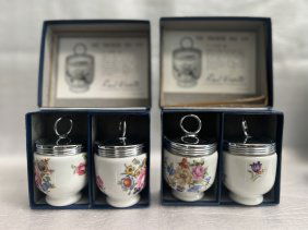 English Royal Worcester Egg Coddlers Porcelain Set of 4