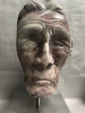 BEN HORWICK "AGED PUEBLO INDIAN" VIRGINIA MARBLE STATUE DATED 1977