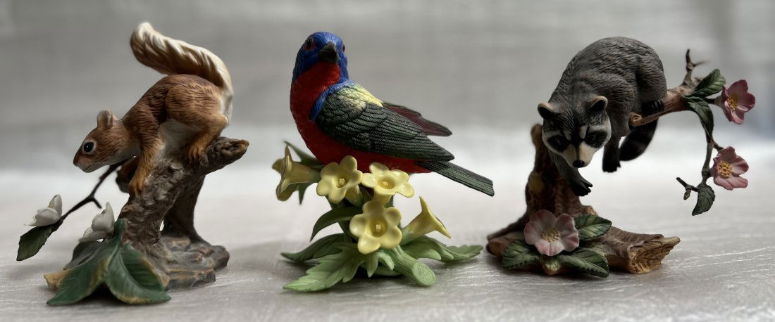 RARE LENOX FINE PORCELAIN SET OF 3  BIRD, RACCOON AND RED SQUIRREL FIGURINE 4-5" (1 of 6)