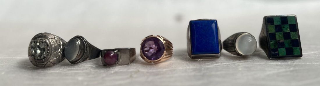 ASSORTMENT OF MEN'S COSTUME ACCESSORIES , ASSORTED RINGS SEMI PRECIOUS STONES (1 of 2)