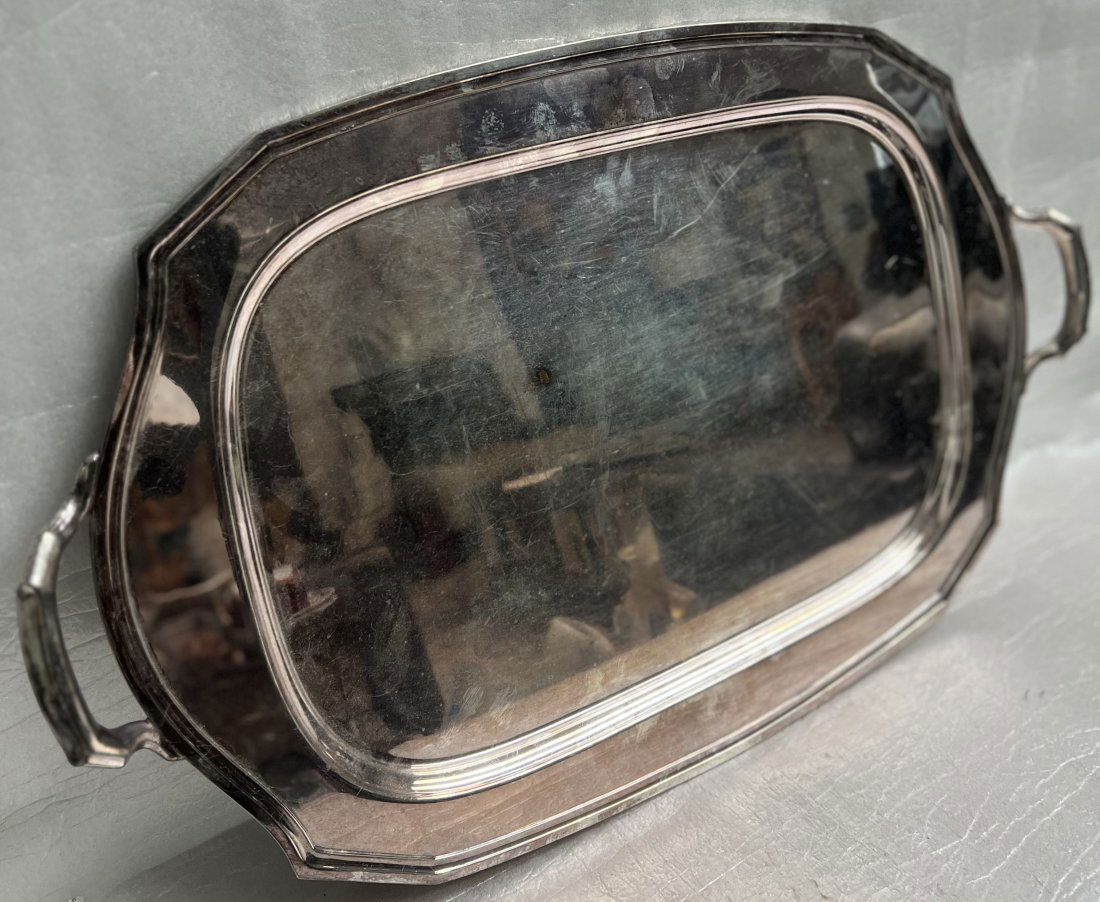 Reed & Barton 26" x 15" Extra Large Butler's  Silver Service Tray mid century (1 of 3)