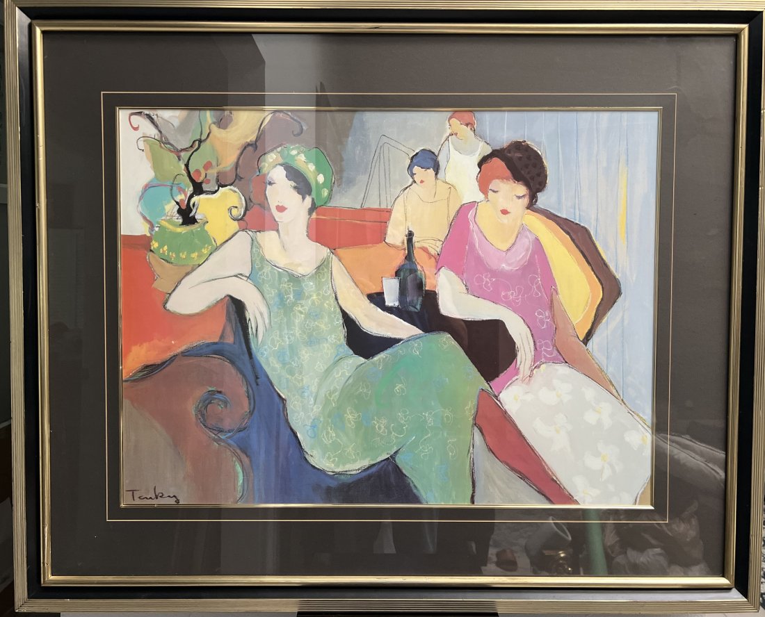 Itzchak Tarkay "Waiting" Lithograph Large Framed Signed Lower Right (1 of 4)