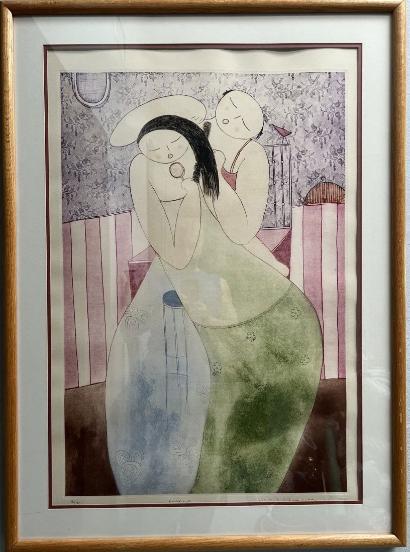 ENG TAY "MAKE UP" LARGE FRAMED STUNNING LITOGRAPG HAND SIGNED LOWER RIGHT (1 of 7)