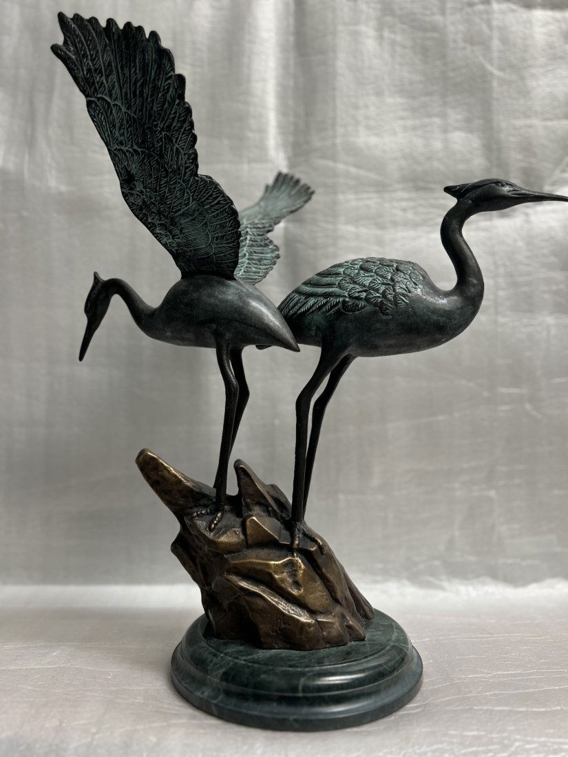 SPI San Pacific International Crane Bird Herons Egret -Bronze Sculpture - 20" (1 of 4)