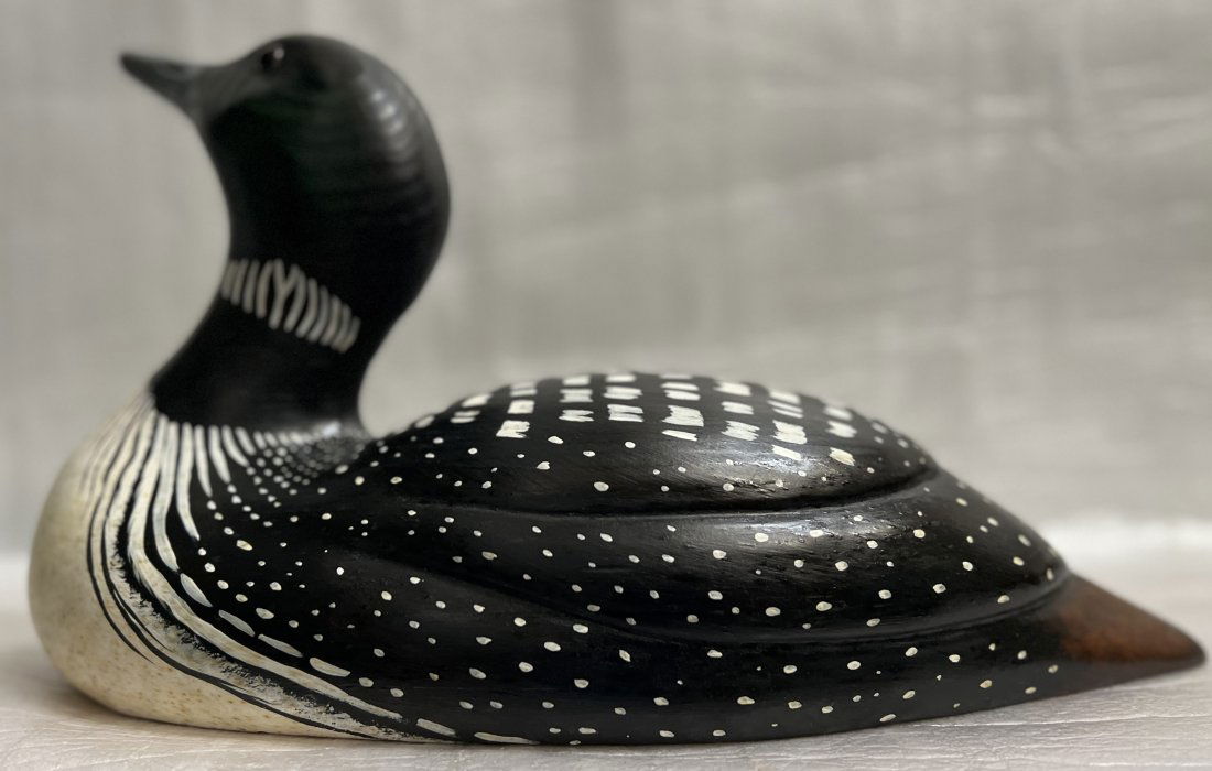 AC AUSTIN HAND CARVED FROM WOOD "COMMON LOON" DUCK HAND SIGNED AND NUMBERED 9.5" T  17" L (1 of 4)