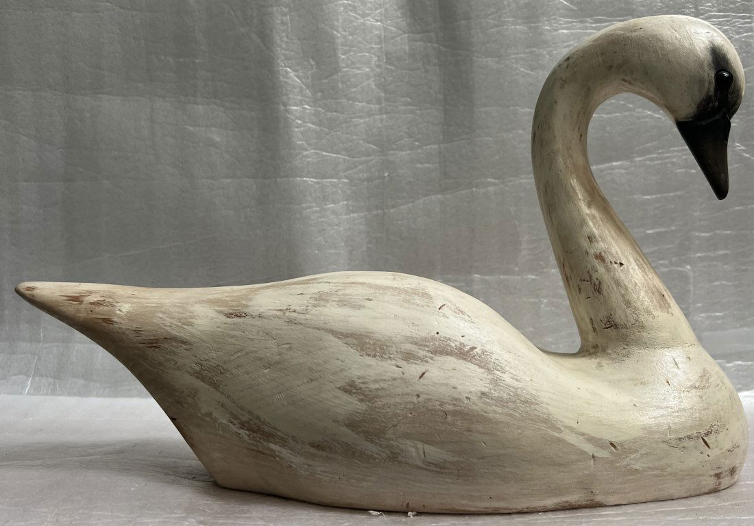 AC AUSTIN HAND CARVED FROM WOOD "SWAN" HAND SIGNED AMERICAN WILDLIFE  10" T 17"L (1 of 4)