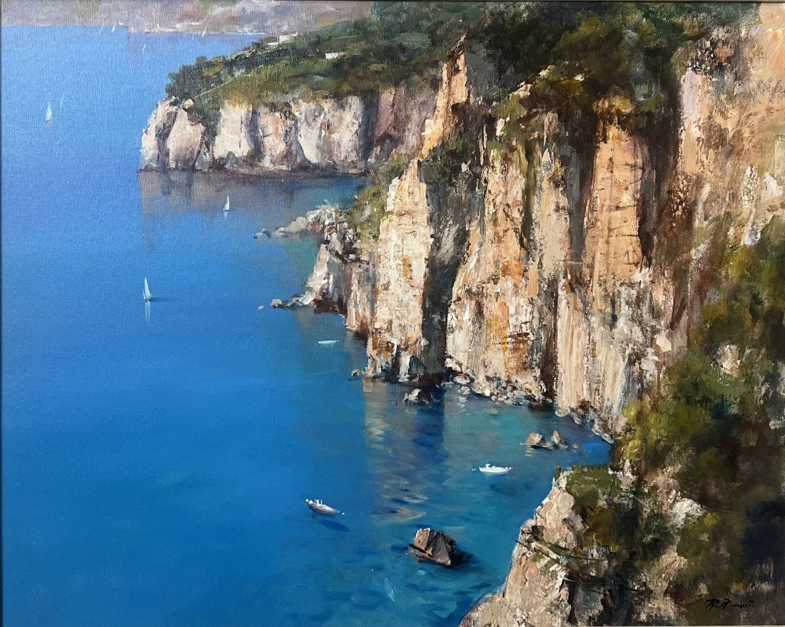 RAIMONDO ROBERTI (B 1947) VERY LARGE & STUNNING WORK "THE ITALIAN COAST" (1 of 5)