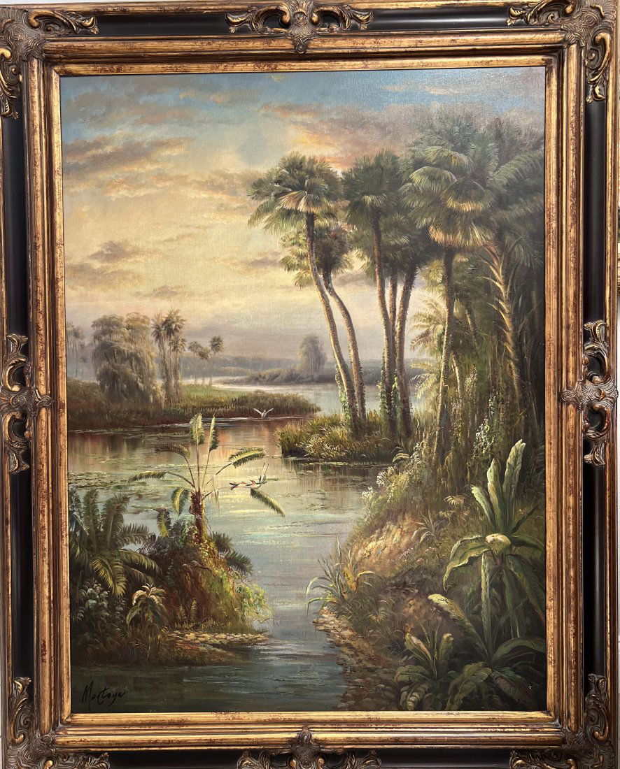 LARGE VERTICAL MID CENTURY MODERN LANDSCAPE  WALL ART SIGNED BY THE ARTIST (1 of 5)