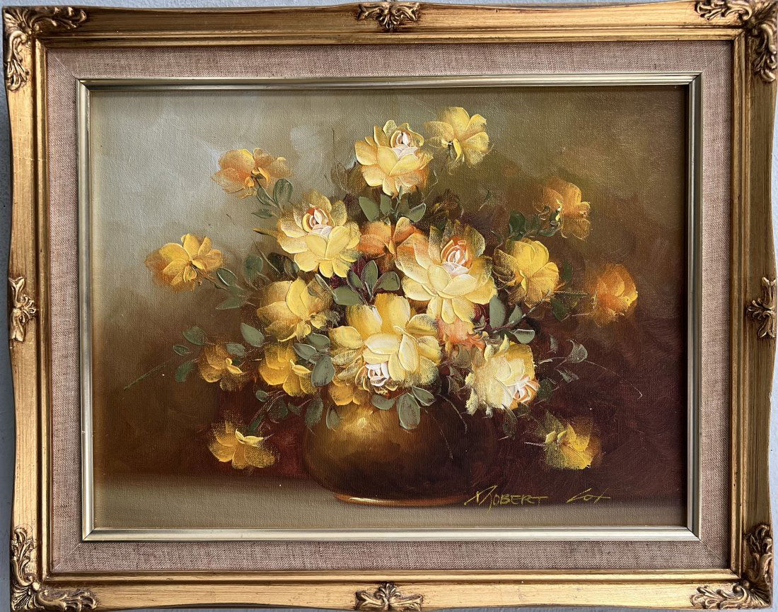 ROBERT COX (AMERICAN 1934 - 2001) OIL ON CANVAS STILL LIFE FLOWERS (1 of 5)