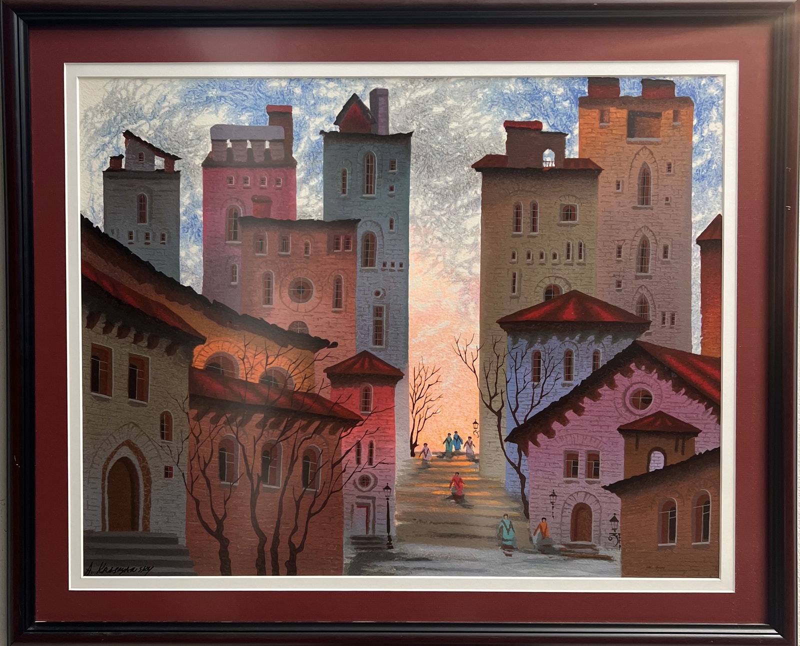 ANATOLE KRASNYANSKY " STREET OF SAN GIMININO" SERIGRAPH HAND SIGNED WITH COA (1 of 4)