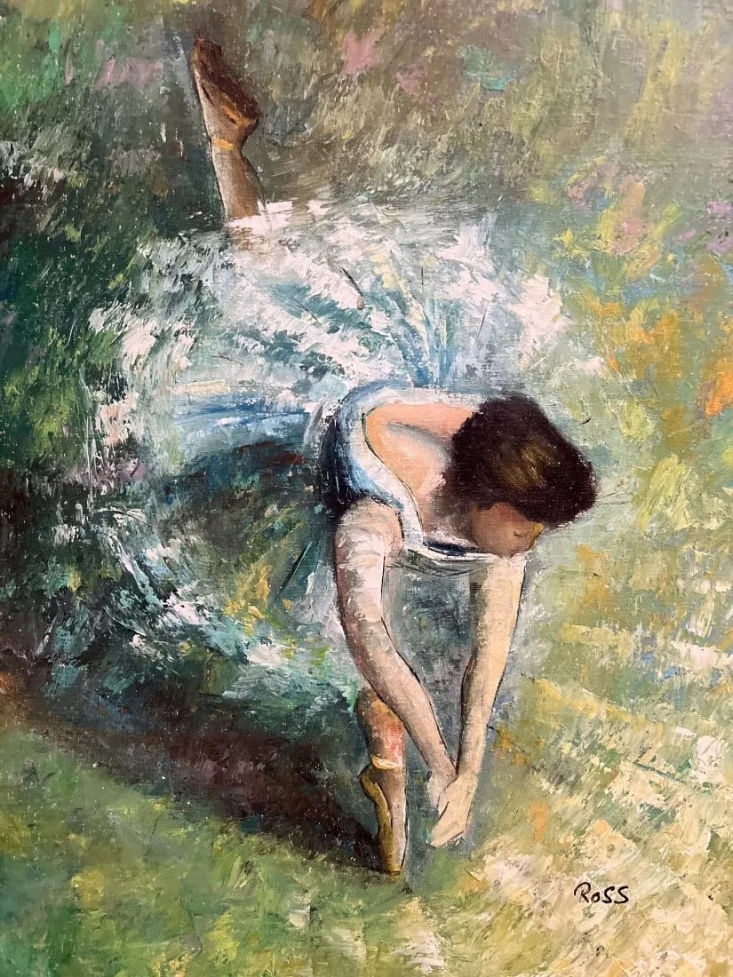 PAULINE ROSS "DEGAS DANCER IN BLUE" OIL ON CANVAS (1 of 3)