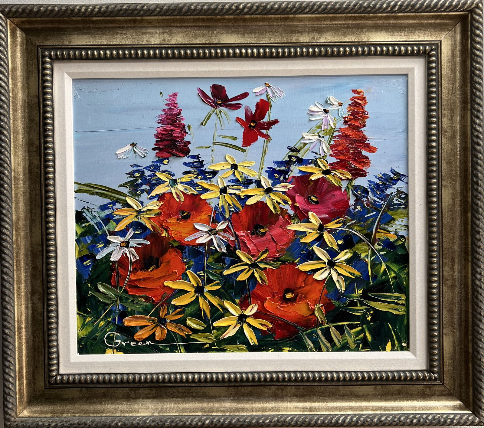 Maya Green (B 1957 Ukraine) Stunning Flowers on Canvas Framed (1 of 7)