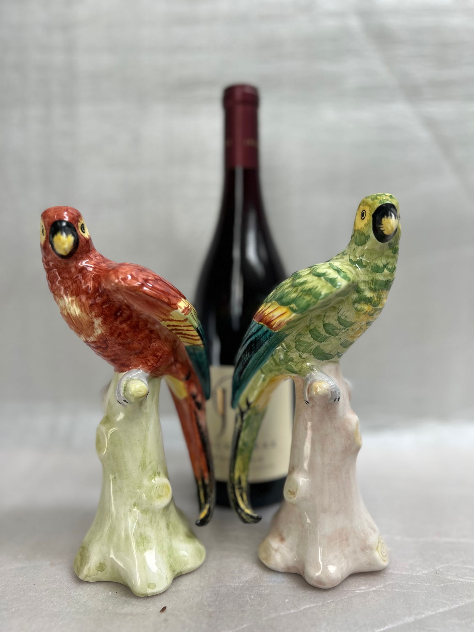 Pair of Italian Chelsea House Large  Porcelain Parrots (1 of 3)