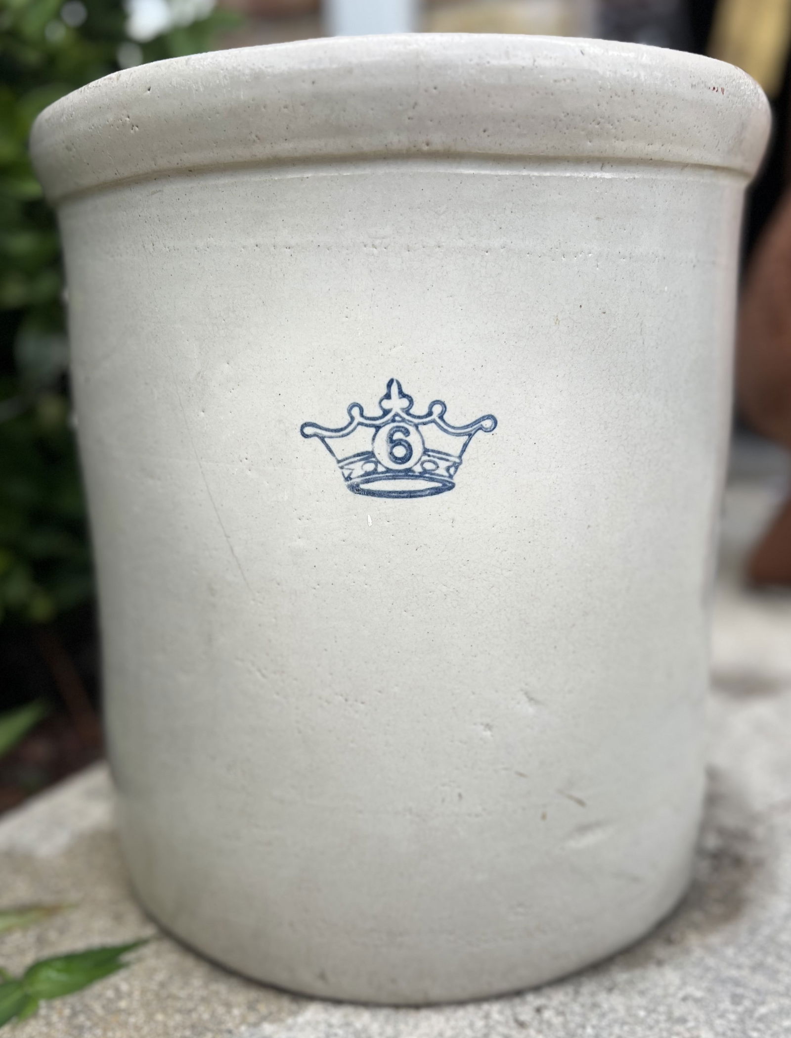 Antique 3 Gallon Blue Crown USA Stoneware Crock- Fermentation/Planter/Decor: This antique 3 gallon blue crown USA stoneware crock is perfect for fermentation, holding plants, or decoration. Made of durable stoneware material, this planter is built to last. The unique design an