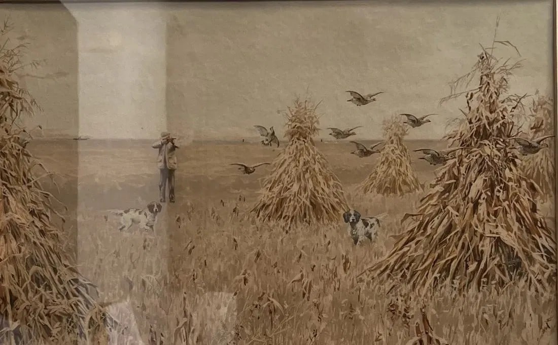 VINTAGE ARTHUR B. FROST (1851-1928) ART PRINT "AUTUME HUNTING" CIRCA EARLY CENTURY PENCIL SIGNED (1 of 3)