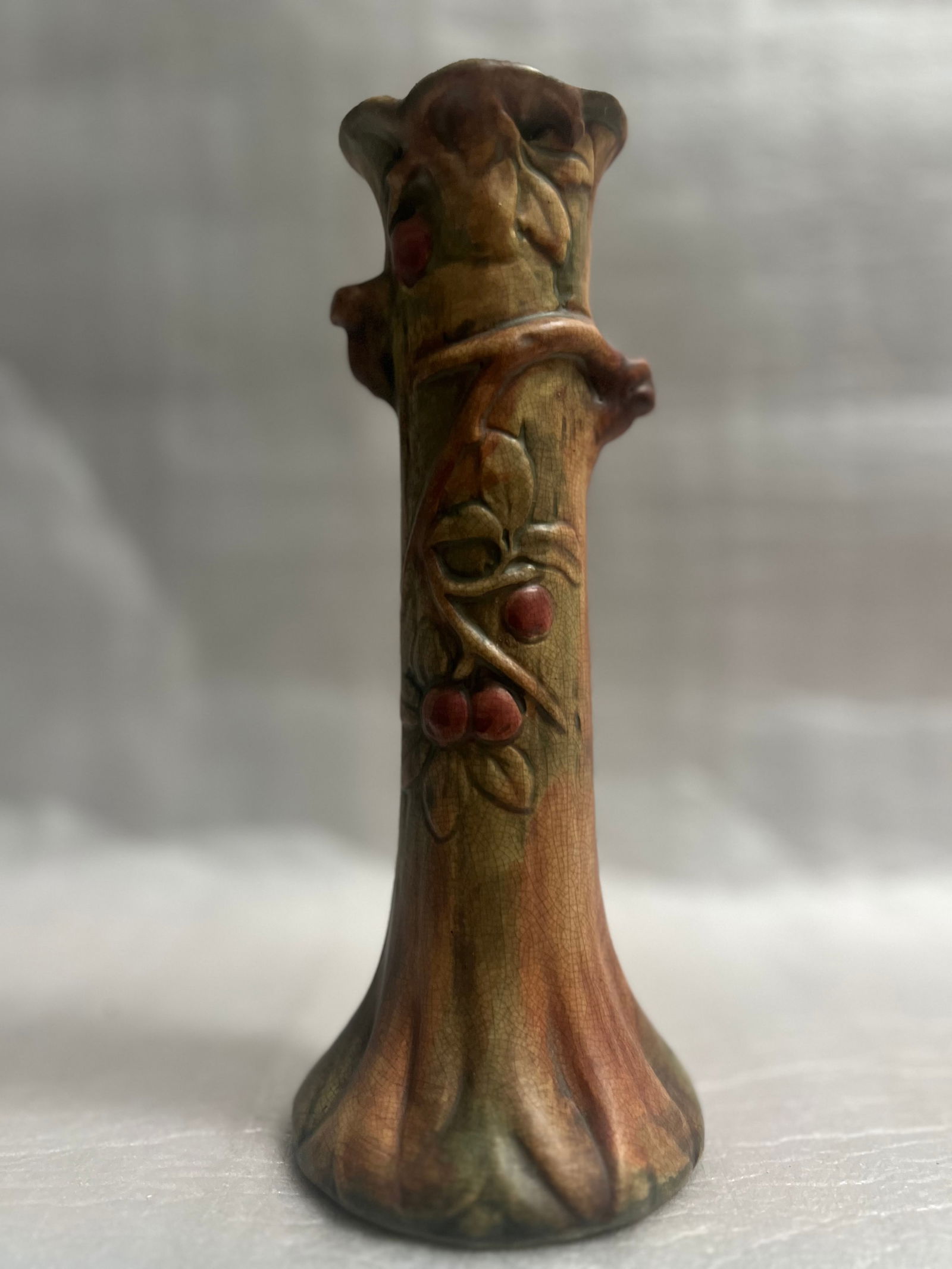 Antique WELLER Pottery Woodcraft  Appletree Bud Vase (1 of 4)