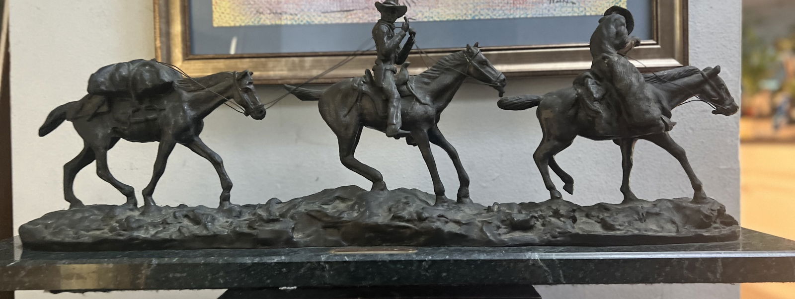 C. M. Russell " Changing Outfits" Stunning Brontz Statue Marble Base (1 of 4)