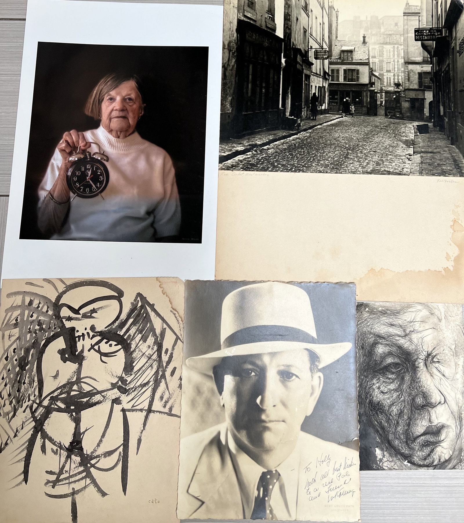 A Collection of 5 Original Works of Art/ photos , Signed by the Artists: This collection features 5 original works of art, signed by the artists themselves. The contemporary pieces depict landscapes and still lifes, and are created using drawing production techniques. The 