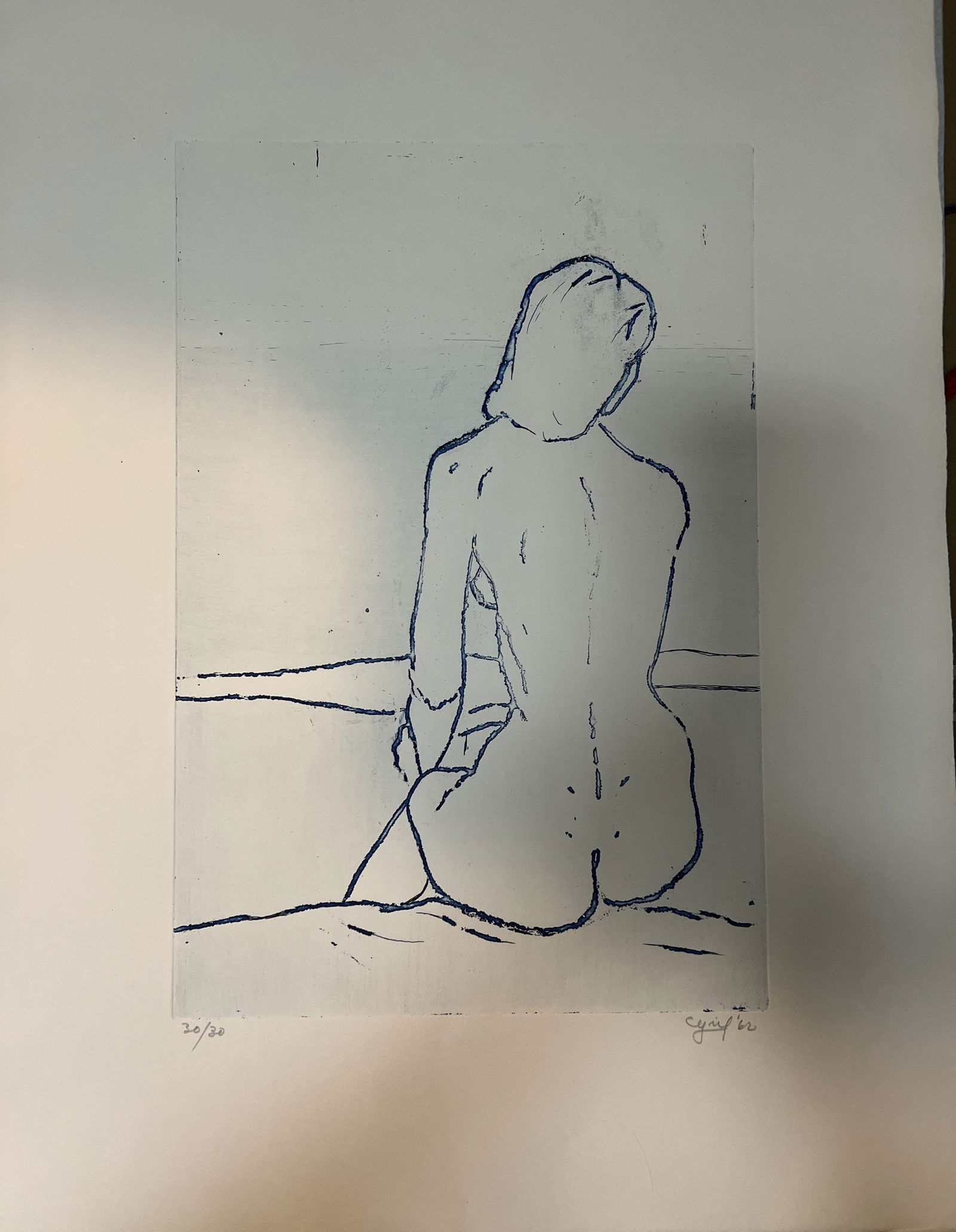 Vintage French Etching by The Artist CYRIL , Hand Signed and Dated 1962: This vintage French etching by the artist Cyril is a beautiful piece of art that will surely enhance any collection. The portrait is hand-signed and numbered, adding to its authenticity and rarity. Th