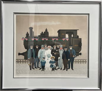 Jan Balet "Pacific Union in Koln" Original Lithograph Hand Signed In Pencil: This beautiful lithograph by Jan Balet depicts a train station in contemporary style. The artist's signature is prominently displayed, making it a valuable addition to any collection. The print is lar