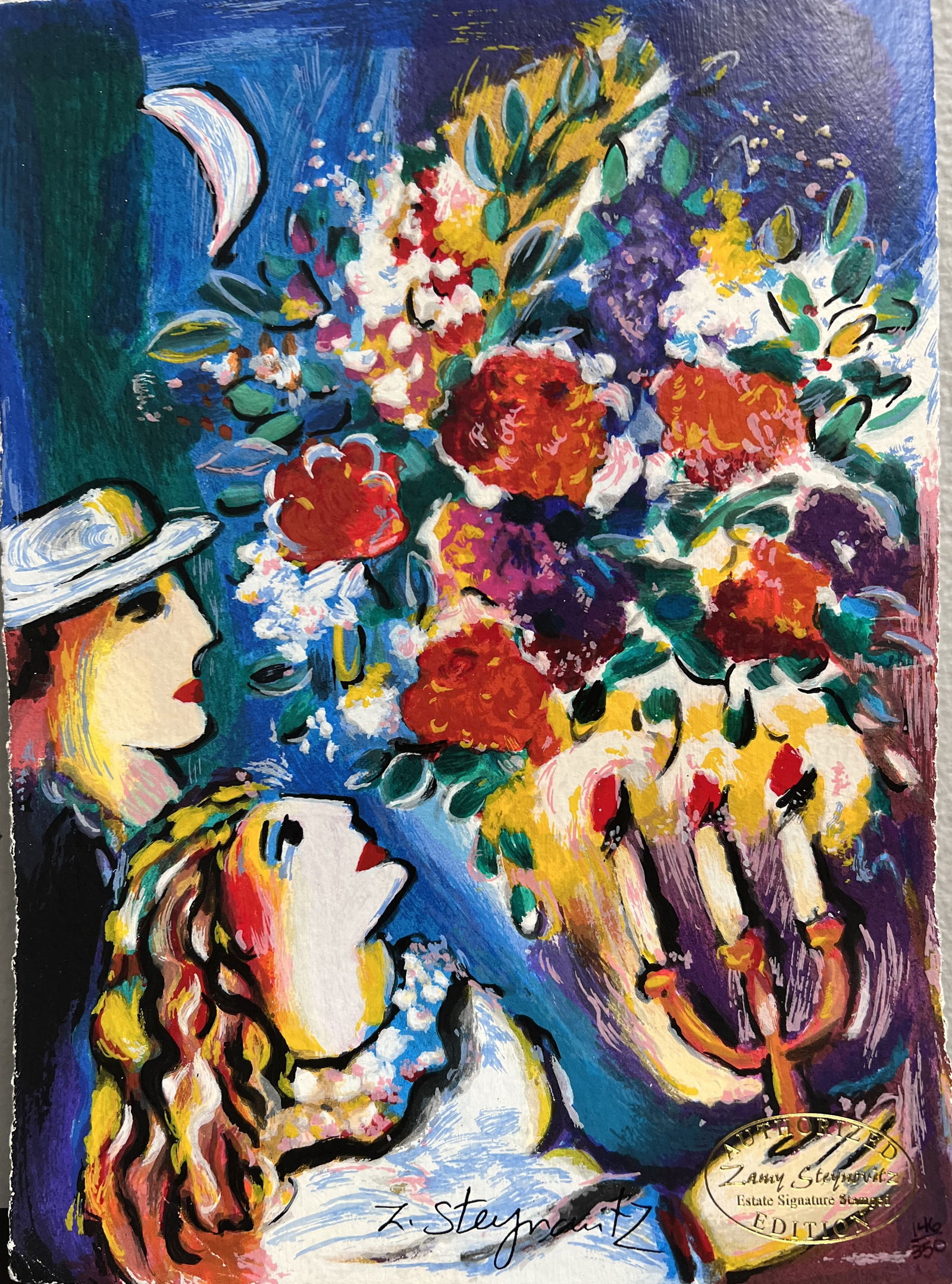 Zamy Steynovitz "Moonlit Bouquet" 2003 Serigraph in Color on Wove Paper COA (1 of 2)