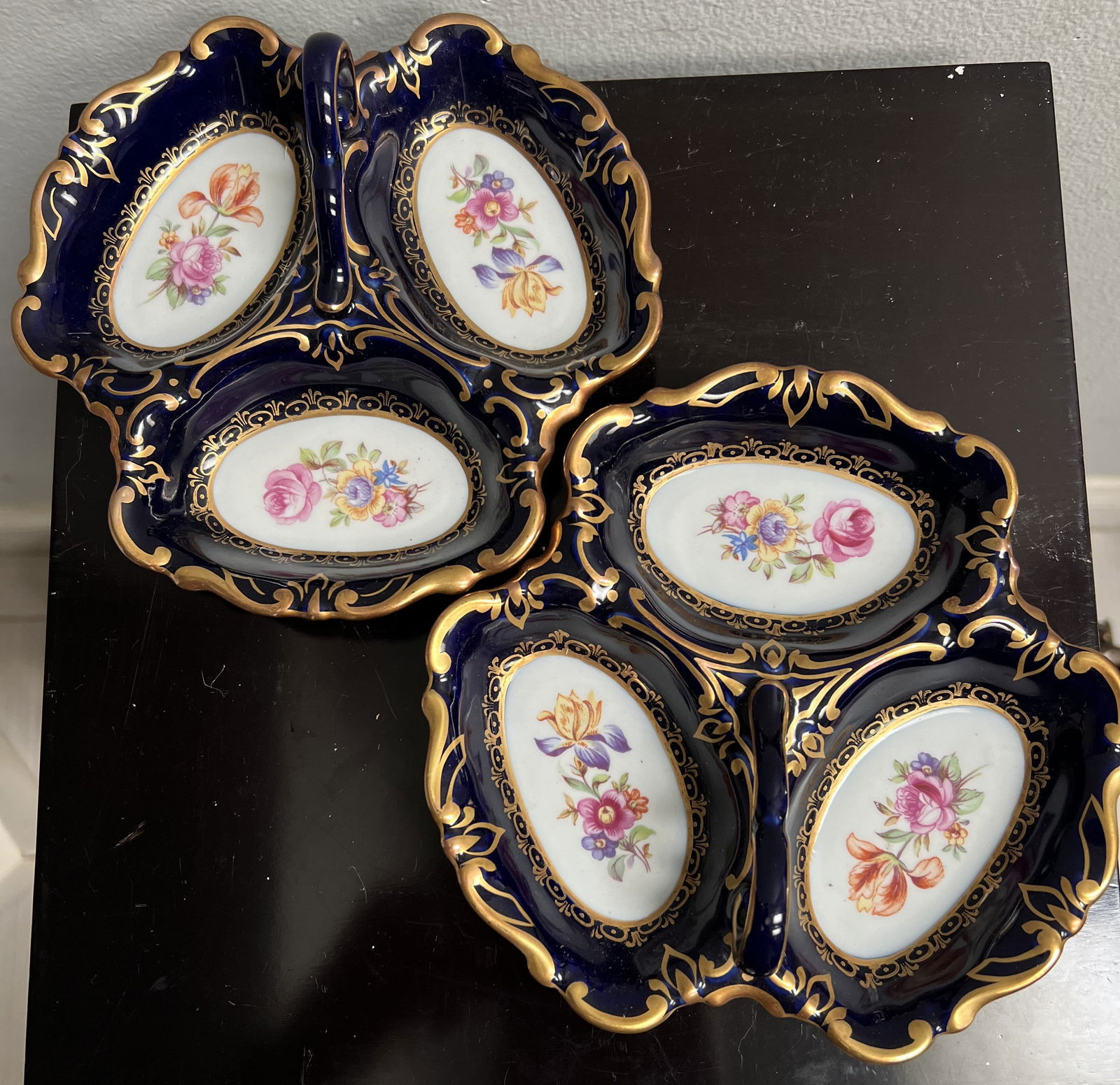 Pair of German Three Sectioned Serving Dish by JL Menau Signed & Numbered  C1940 (1 of 4)