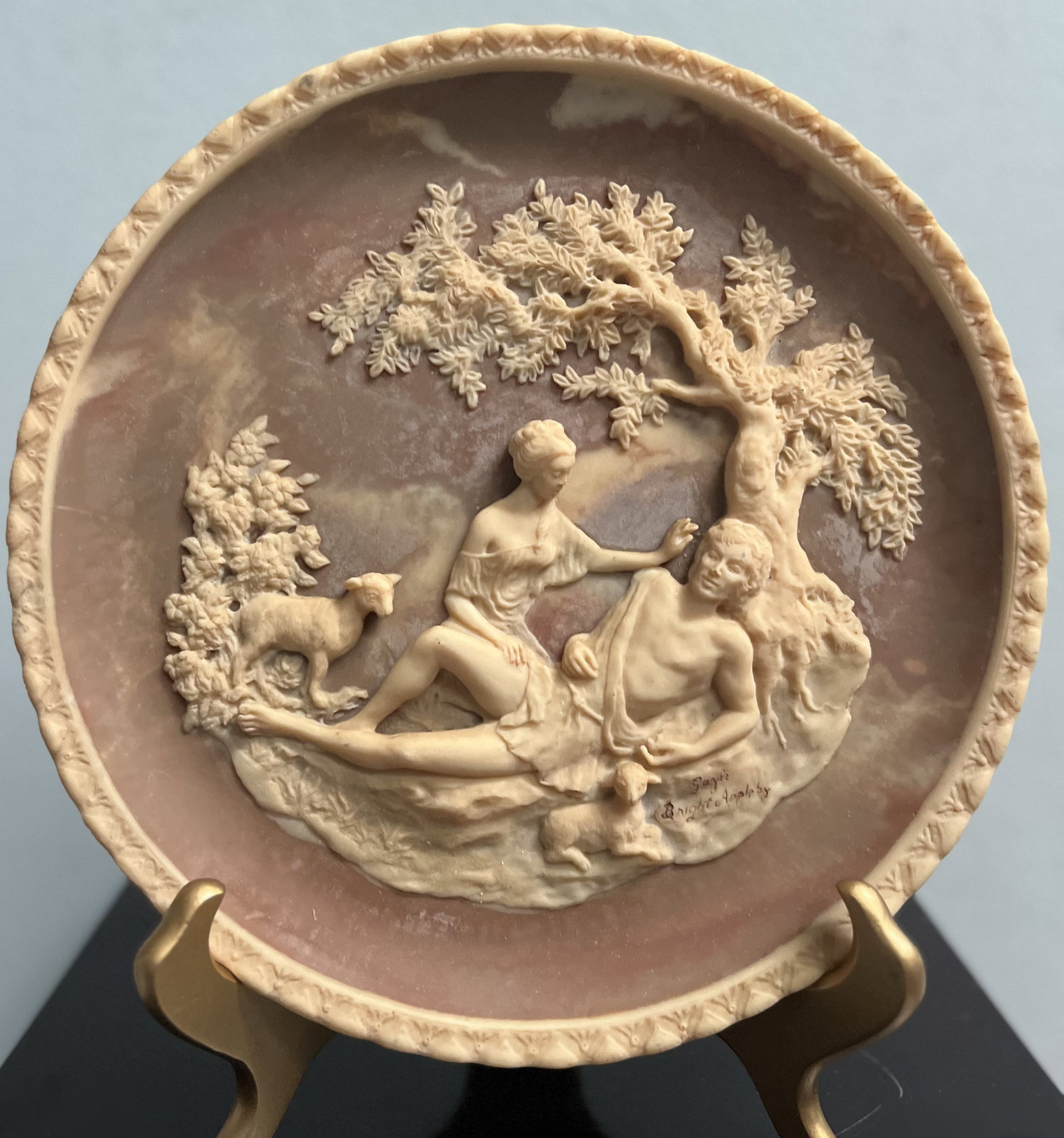 Sculptured Plate by Gayle Bright Appleby Limited Edition Signed Numbered: Crafted with meticulous attention to detail, this sculptured plate by Gayle Bright Appleby is a testament to the allure of Art Deco style. Originating from the United States during the 1970s, this col