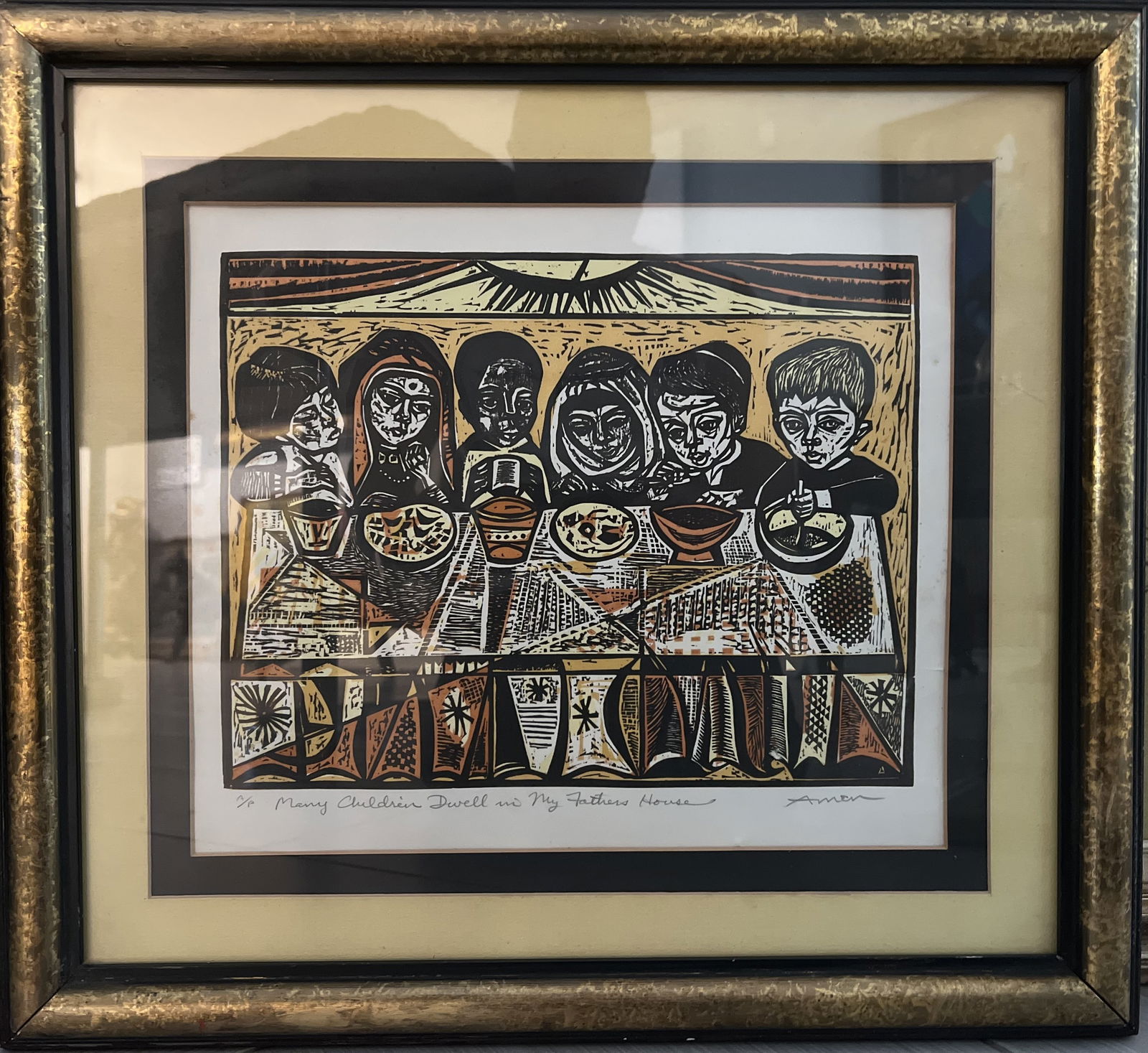 Irving Amen (1918-2011) wood Cut Print Hand Signed and Numbered (1 of 3)