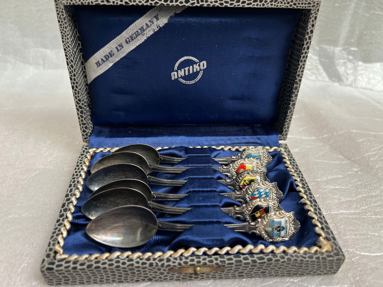 Vintage German Silver Plated Enamel Spoon Set (1 of 2)