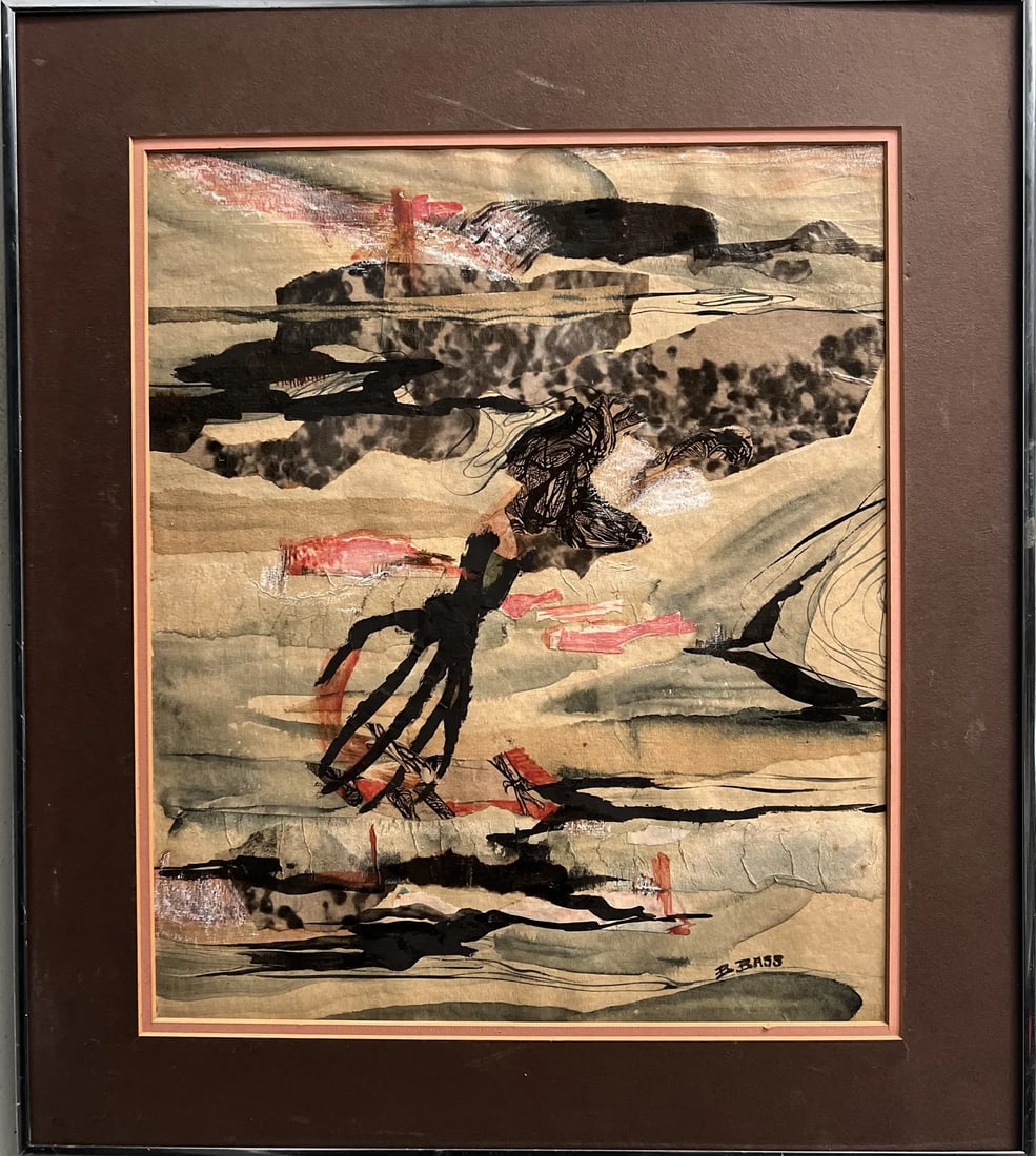 Bill Bass , Listed American Artist ,Abstract "Ocean Lava Sunset Refections" 1984 (1 of 4)