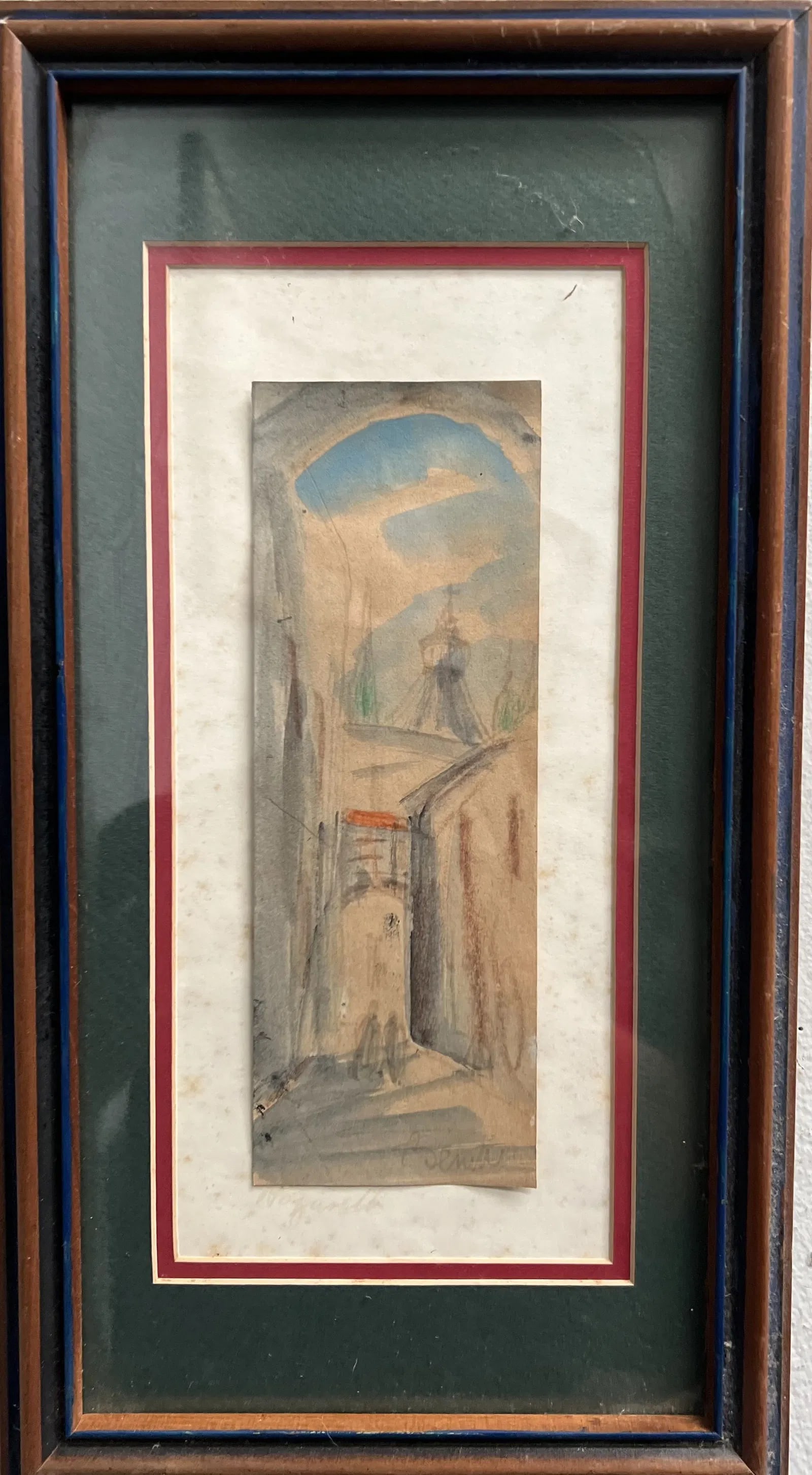 Watercolor on Paper Signed by the Artist: This beautiful painting is a true original, signed by the artist herself. The impressionist style captures the essence of the city, with delicate watercolors on paper. The piece measures 17 inches in 