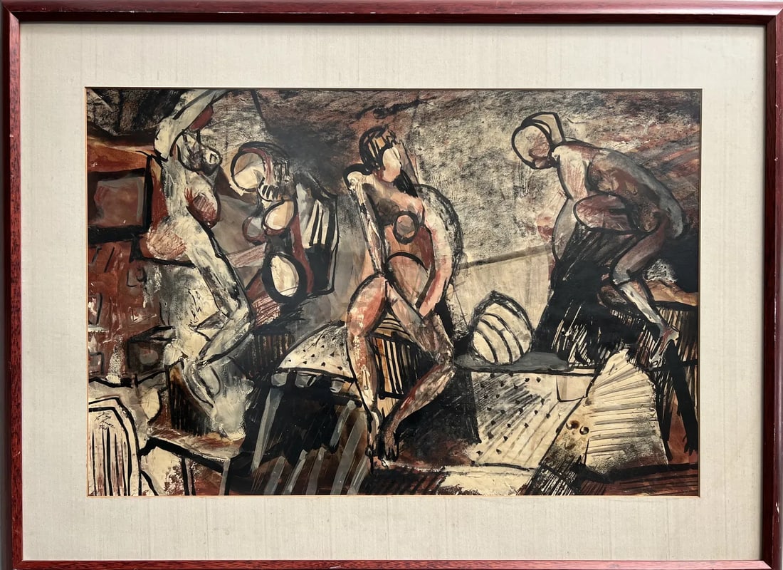 Vintage Lithograph on Paper Abstract , Signed by the Artist lower Lf: This vintage litograph on paper abstract is a one-of-a-kind piece signed by the artist, who has created a unique contemporary art style. The artwork measures 26 inches in height and 34 inches in width