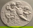 18th CENTURY STYLE OVAL SHAPED WALL REFIEF MADE OF FRENCH PLASTER OF 3 ANGELS