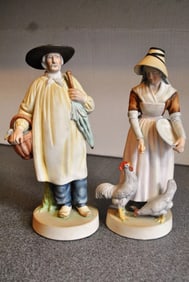Vintage Andrea by Sadel Two Figurines Depicting a colonial Dutch Farming Couple