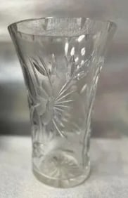 CRYSTAL VASE , BOHEMIA CZECH HAND CUT & A HAND CUT LEAD CRYSTAL VASE